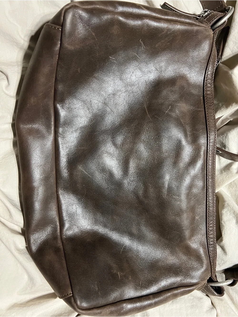 Marge Sherwood Outpocket Hobo bag in Washed Brown Pull-up leather
